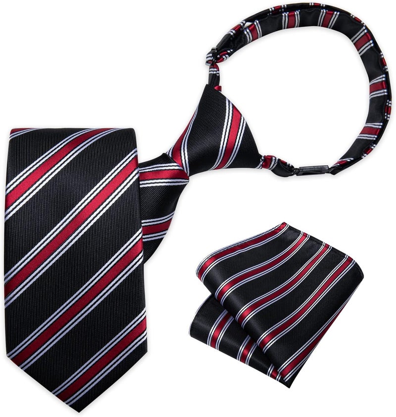DiBanGu Boys Pre-tied Neckties and Pocket Square Set Adjustable Strap Tie for Kids Wedding Party Graduation School Uniforms - Image 1
